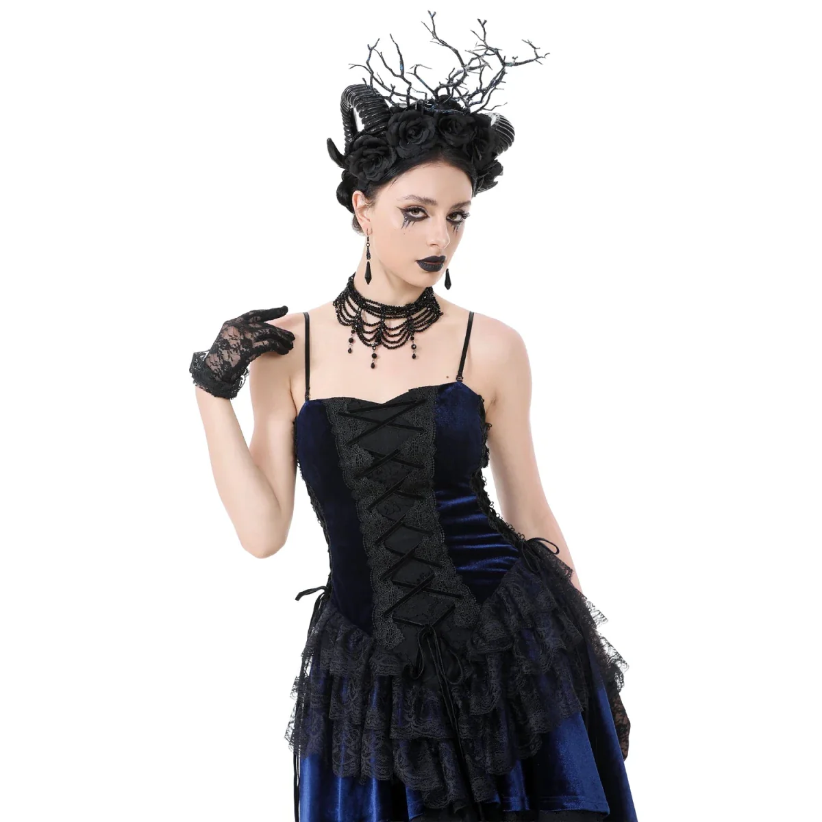 Vestido Asimétrico de Encaje con Escote Corazón - Image 3