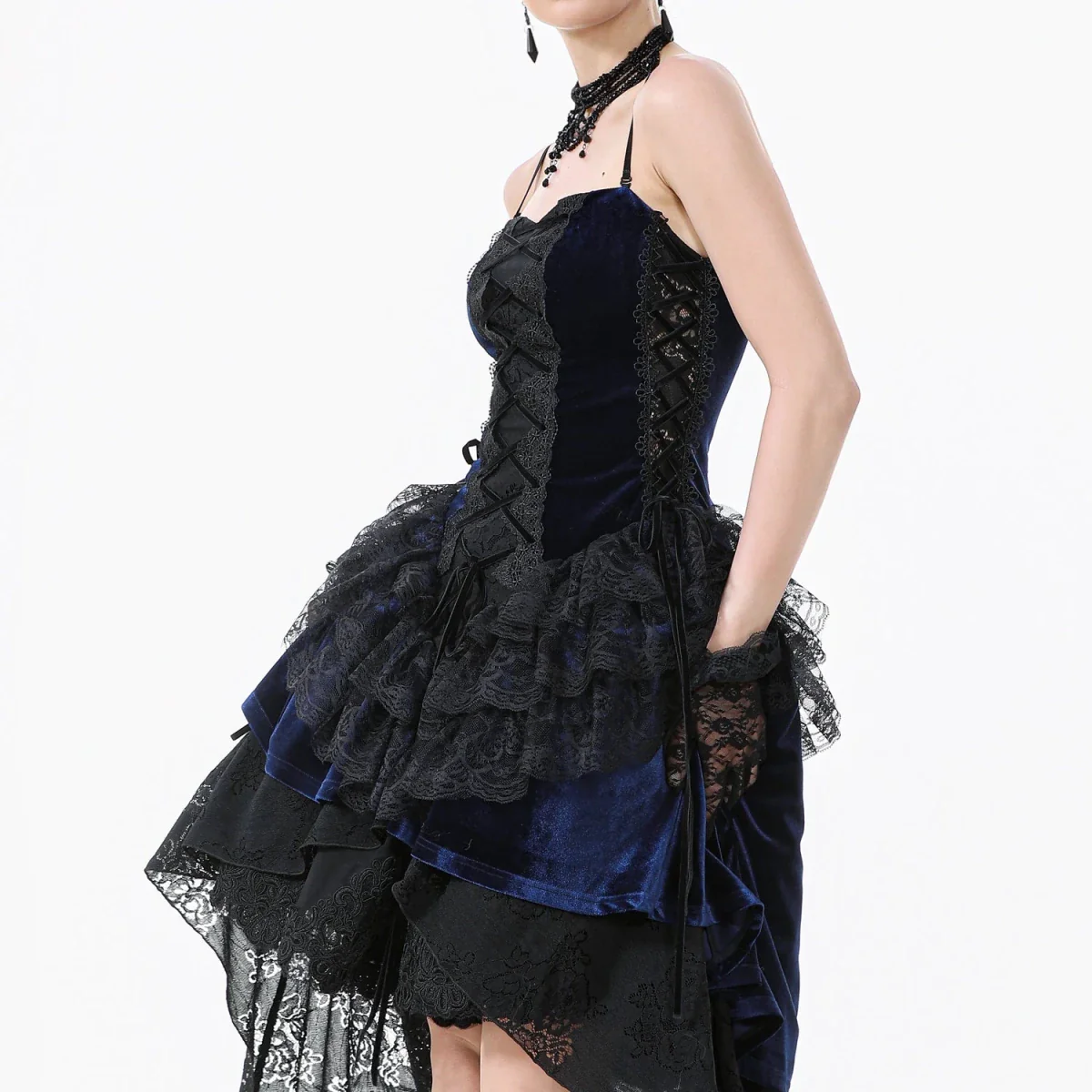 Vestido Asimétrico de Encaje con Escote Corazón - Image 5