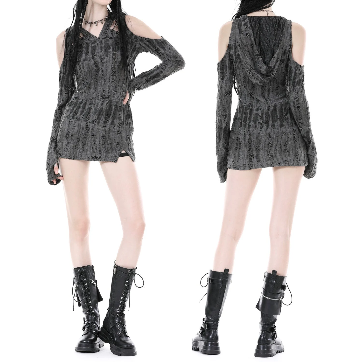 Vestido Corto con Capucha - Image 2