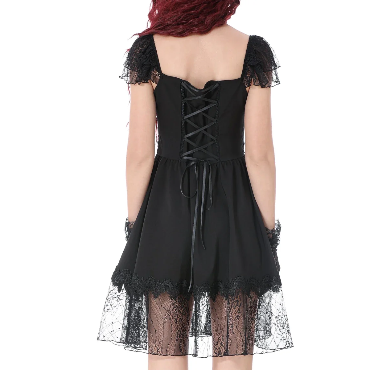 Vestido  de Encaje con Botones y Lazada Trasera - Image 4