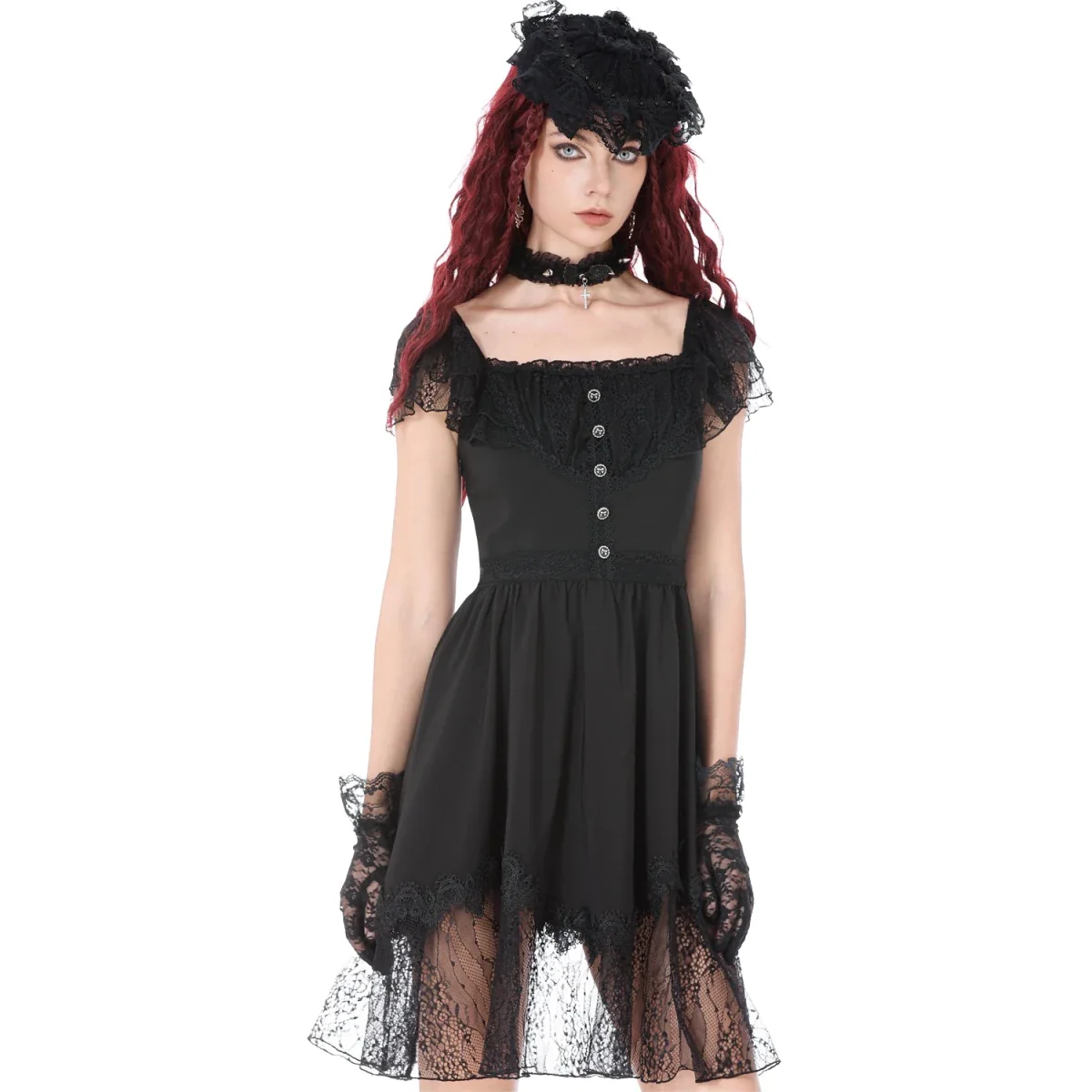 Vestido  de Encaje con Botones y Lazada Trasera - Image 6