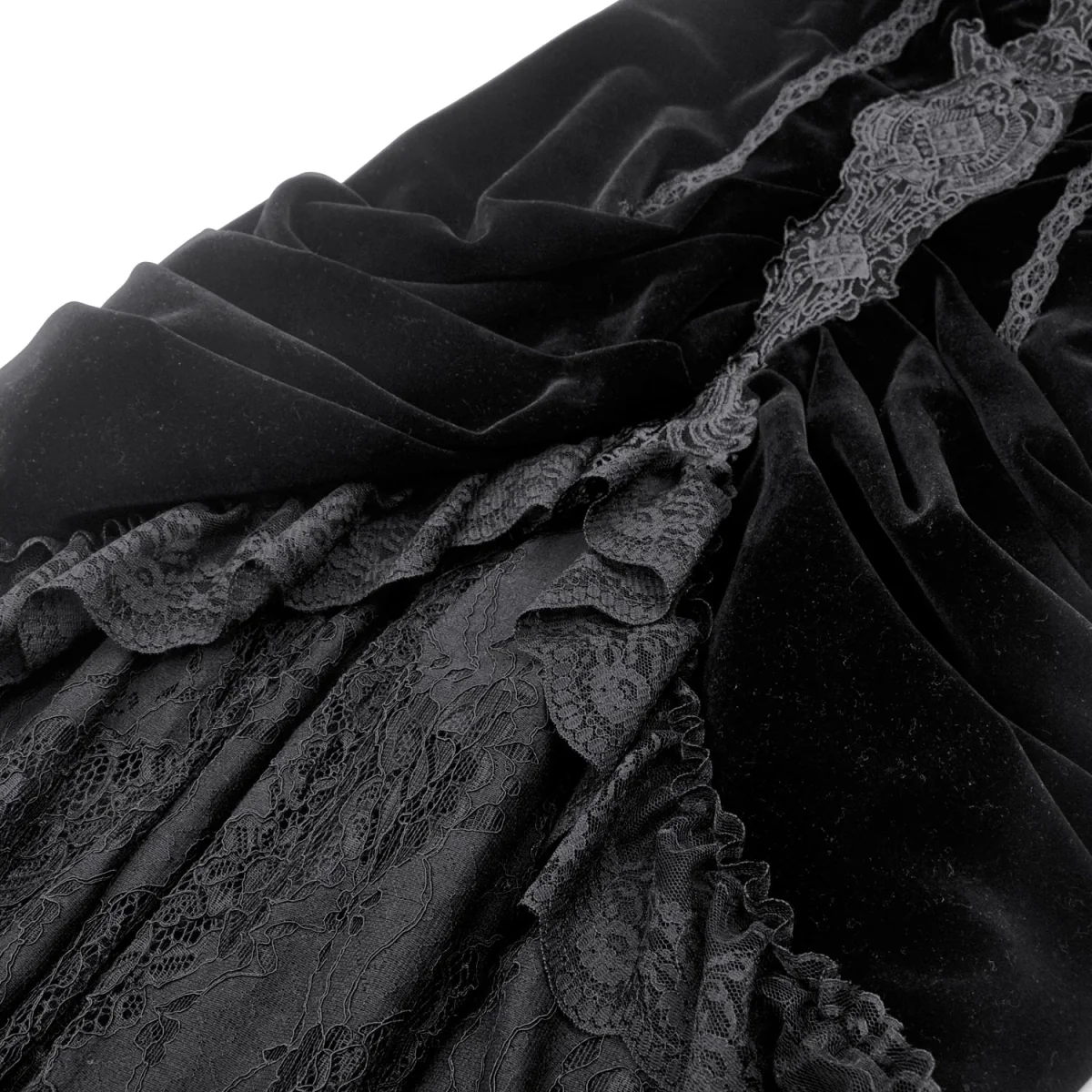 Vestido Largo Gótico Negro Terciopelo y Encaje - Image 10