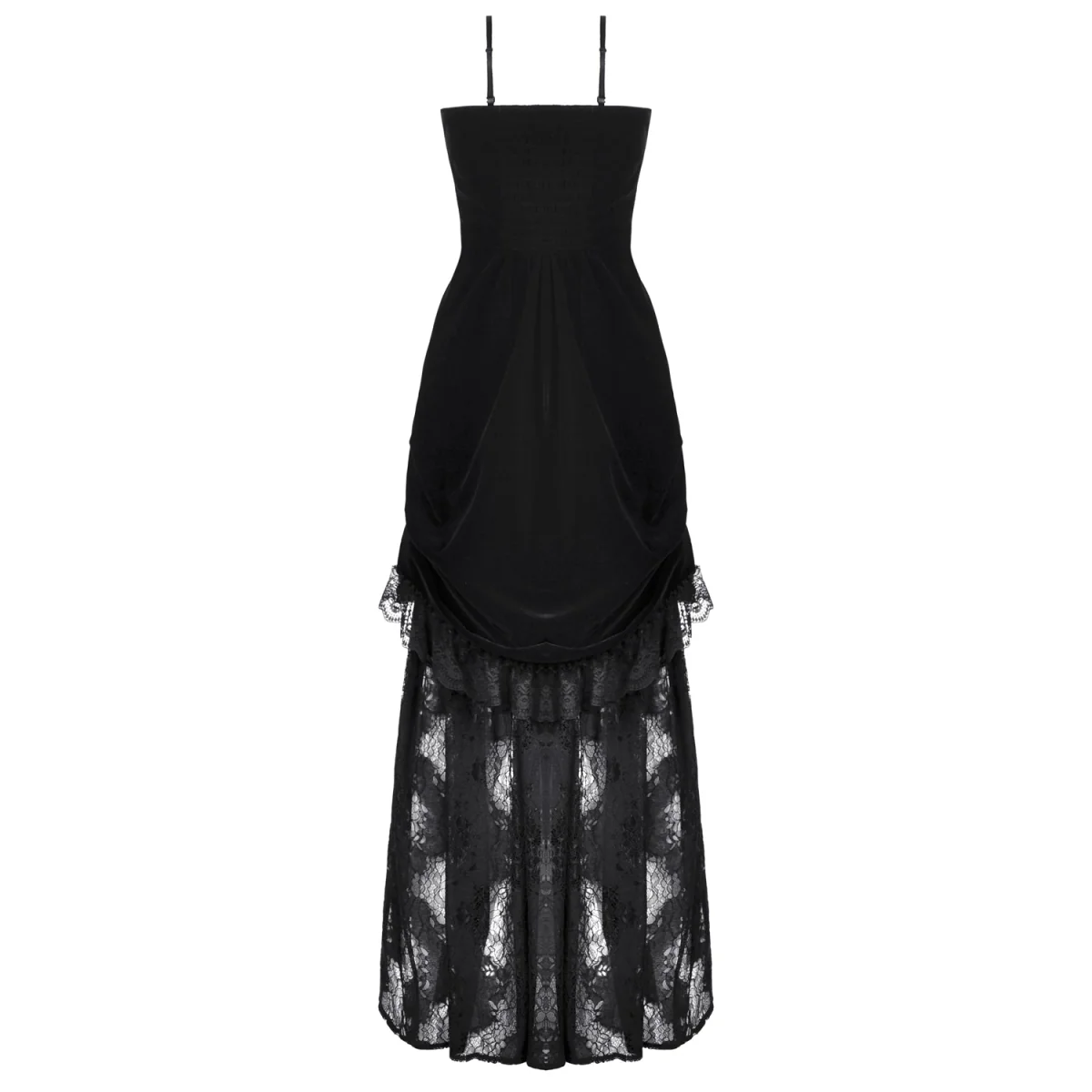 Vestido Largo Gótico Negro Terciopelo y Encaje - Image 8