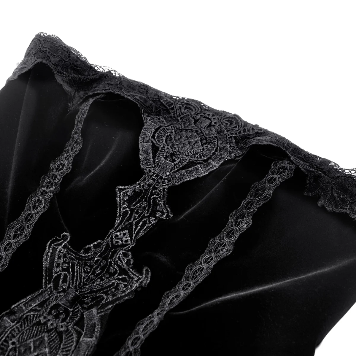 Vestido Largo Gótico Negro Terciopelo y Encaje - Image 9