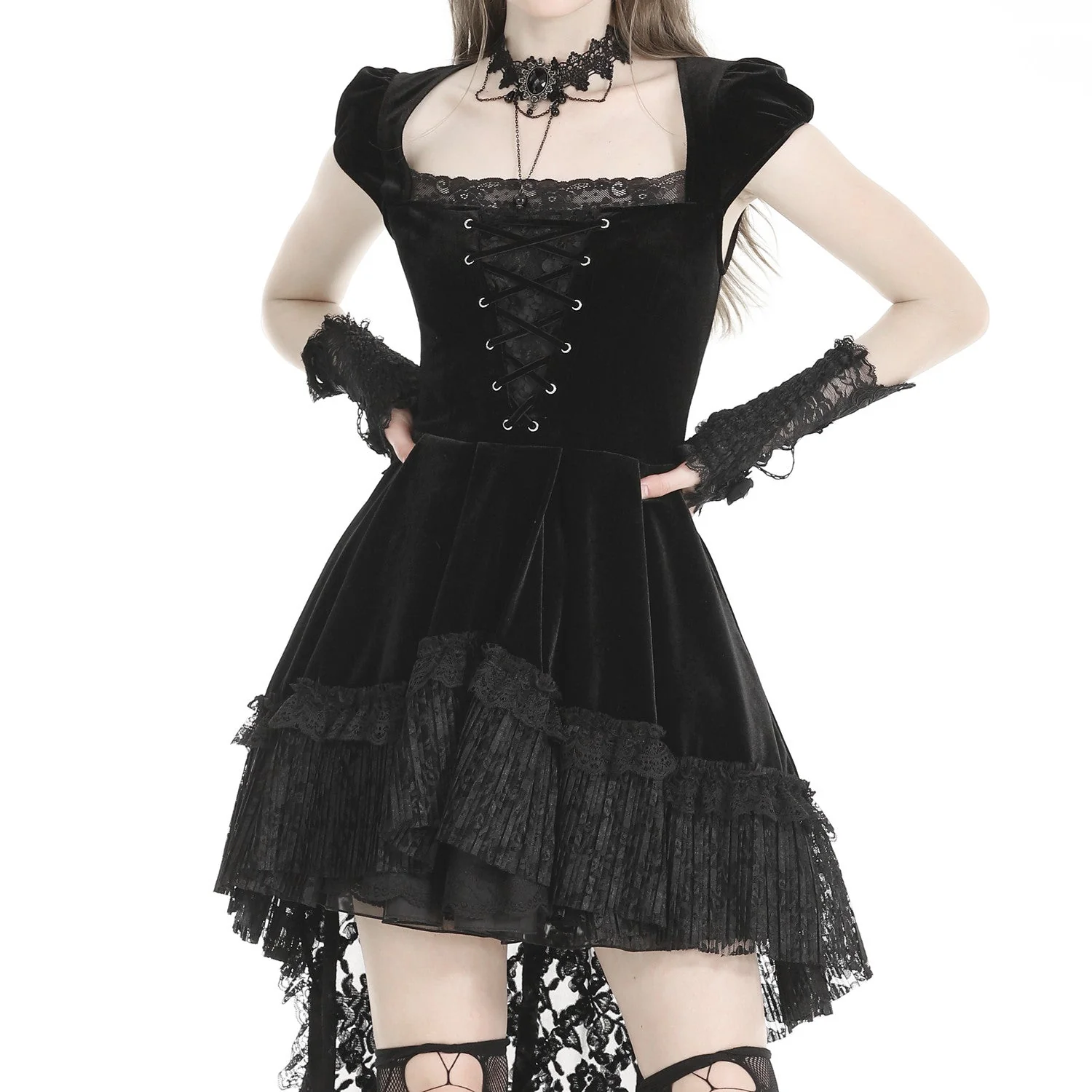 Vestido de Terciopelo y Encaje - Image 2