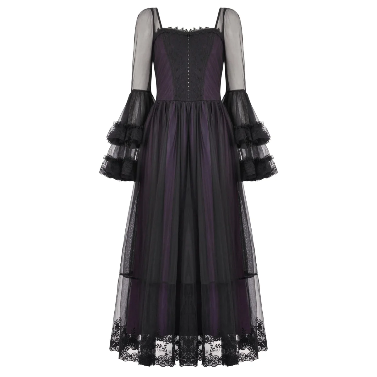 Vestido Largo Gótico Morado | Mangas de Campana - Image 10