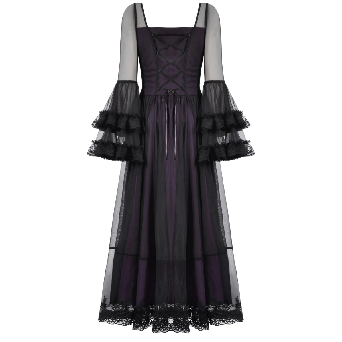 Vestido Largo Gótico Morado | Mangas de Campana - Image 11