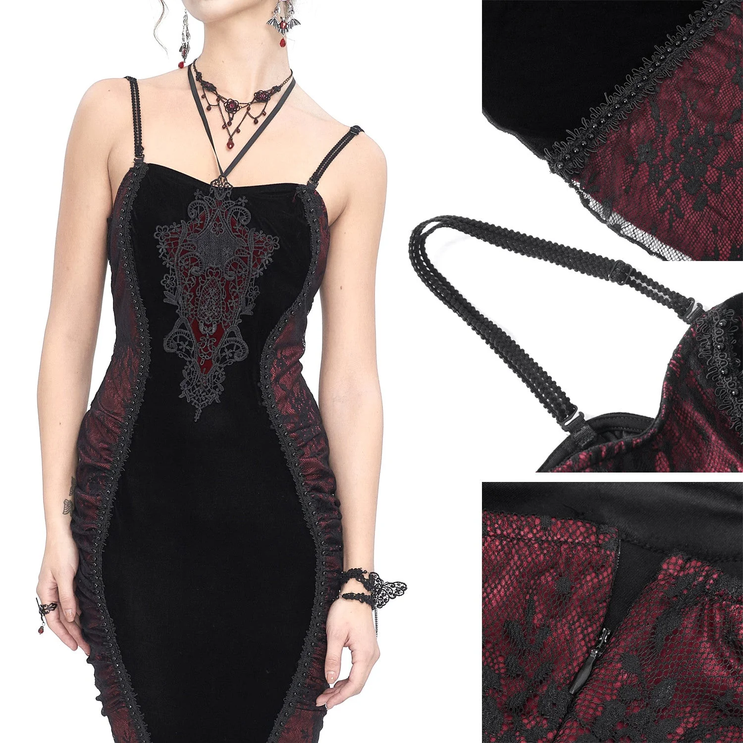 Vestido Elegante Rojo y Negro - Image 5