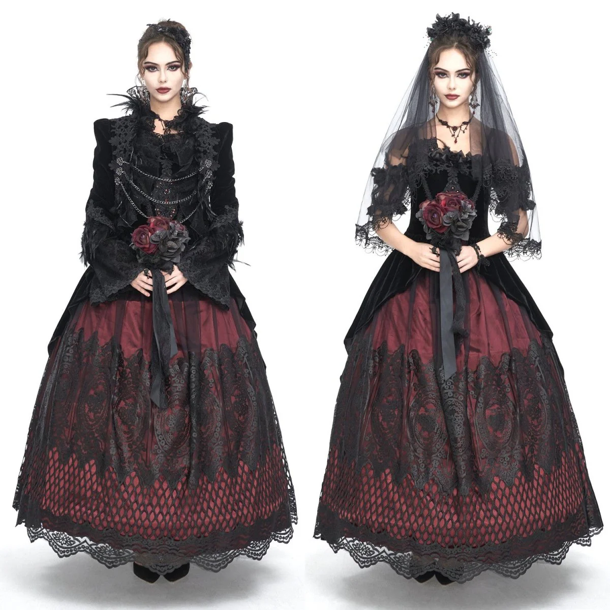 Vestido Elegante Rojo y Negro - Image 3