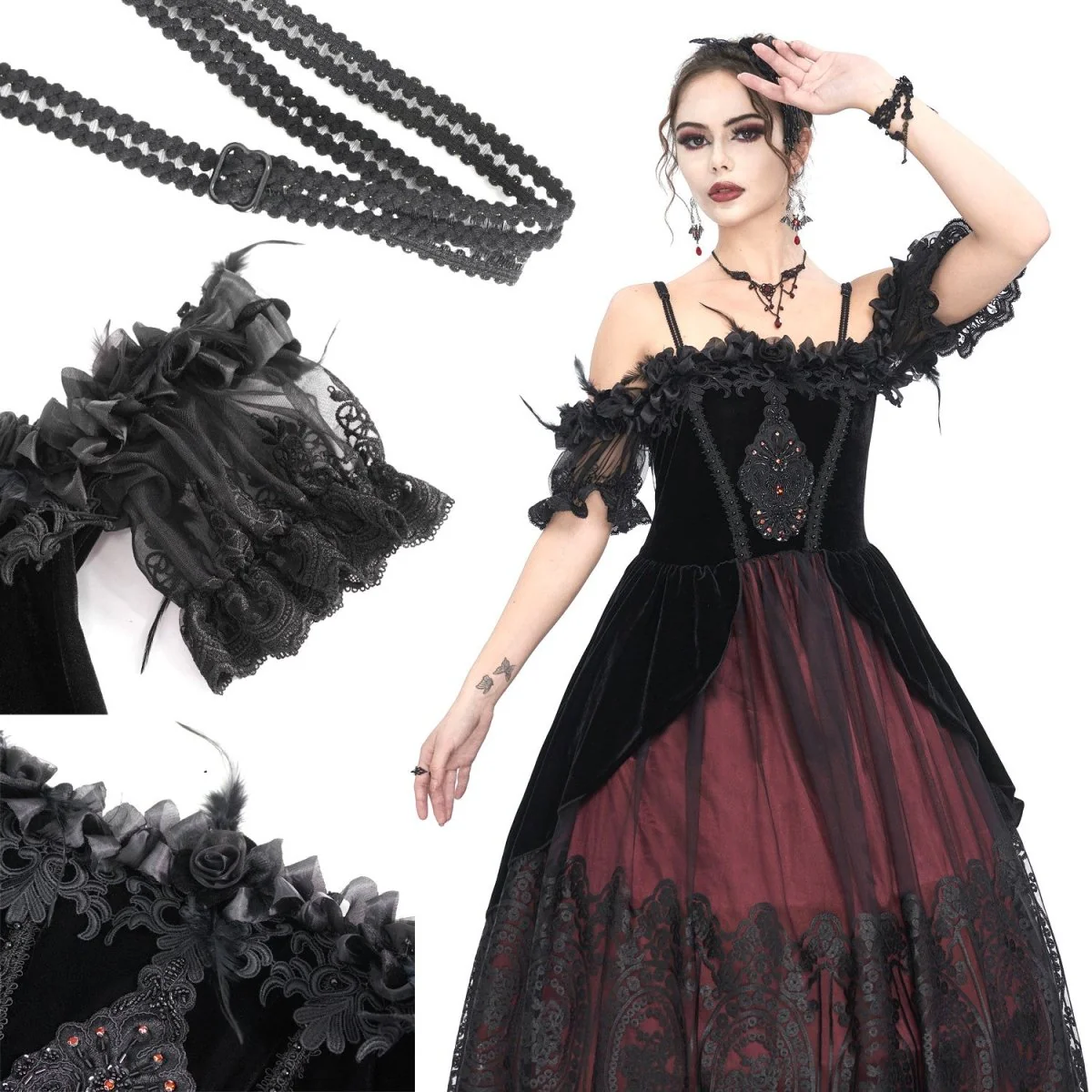 Vestido Elegante Rojo y Negro - Image 5