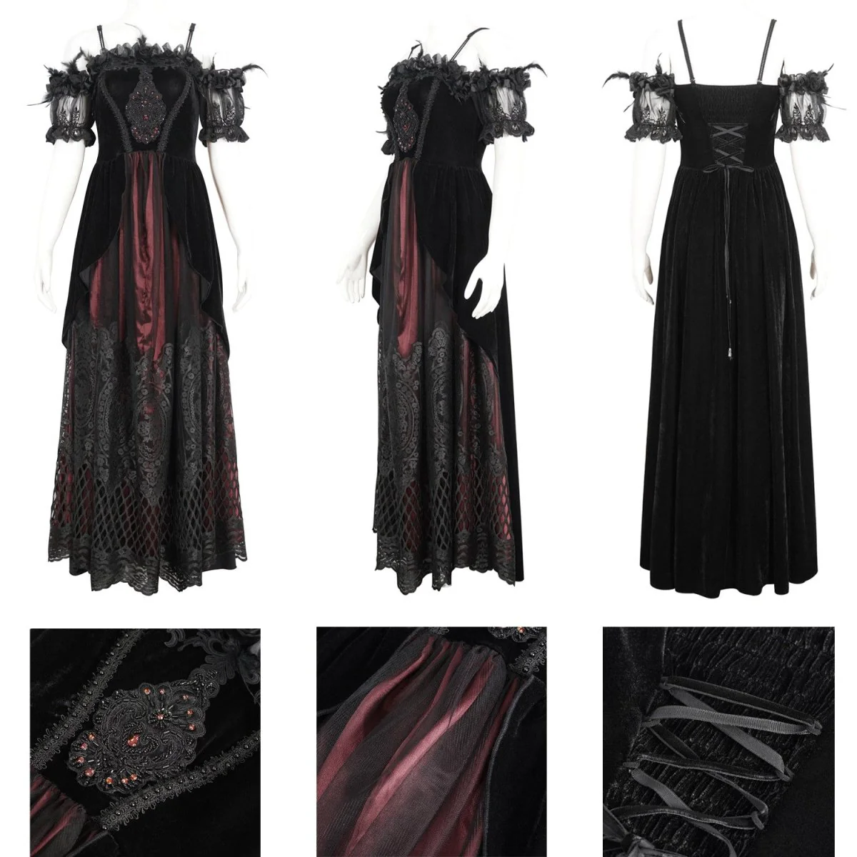 Vestido Elegante Rojo y Negro - Image 6