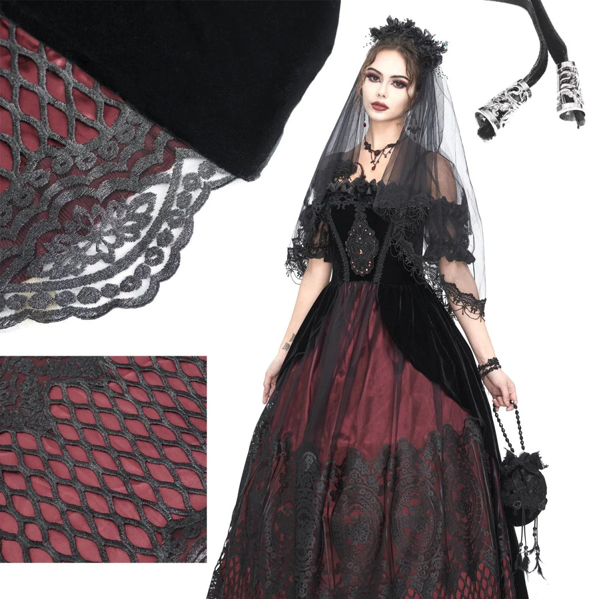 Vestido Elegante Rojo y Negro - Image 7