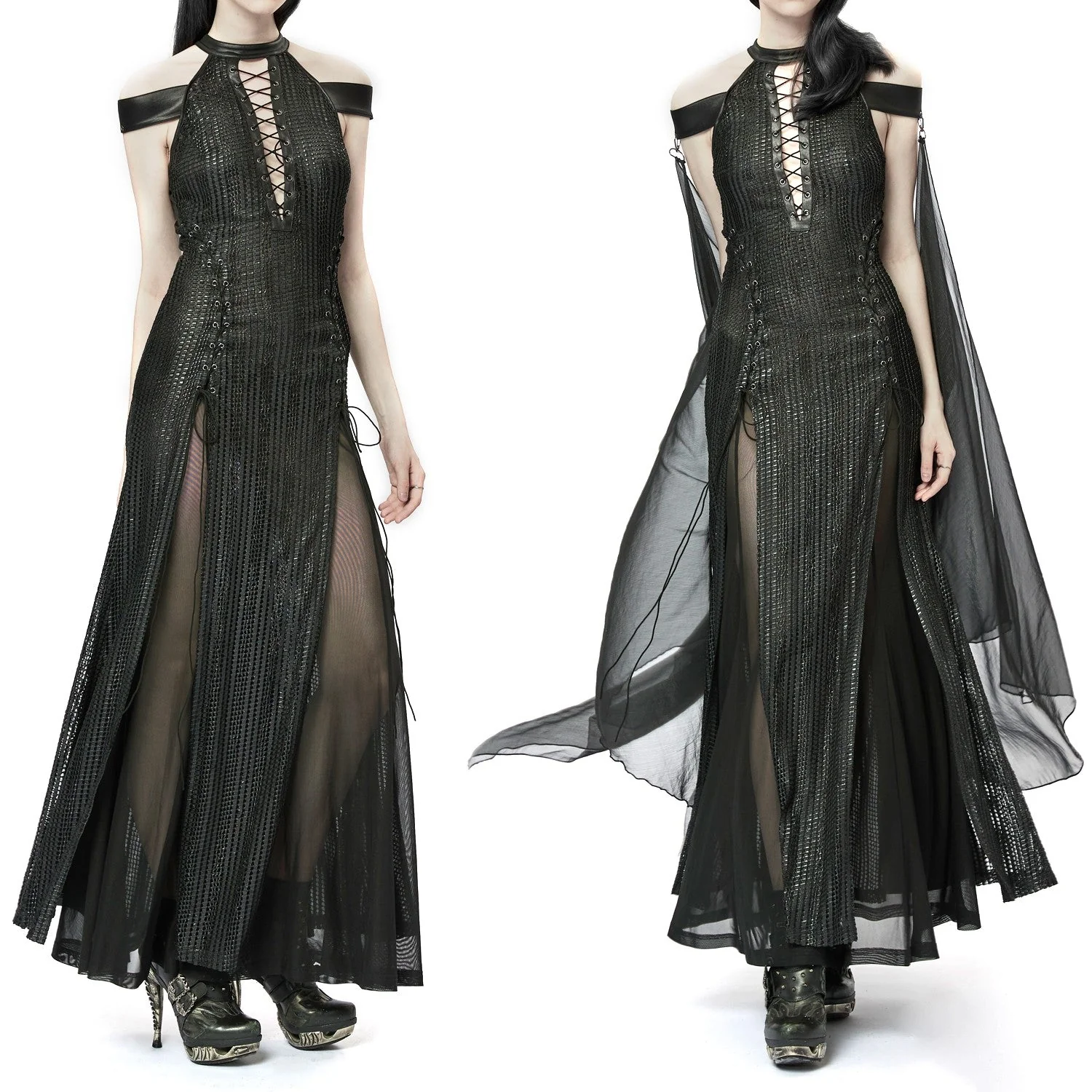 Vestido con Capa de Tul - Image 3