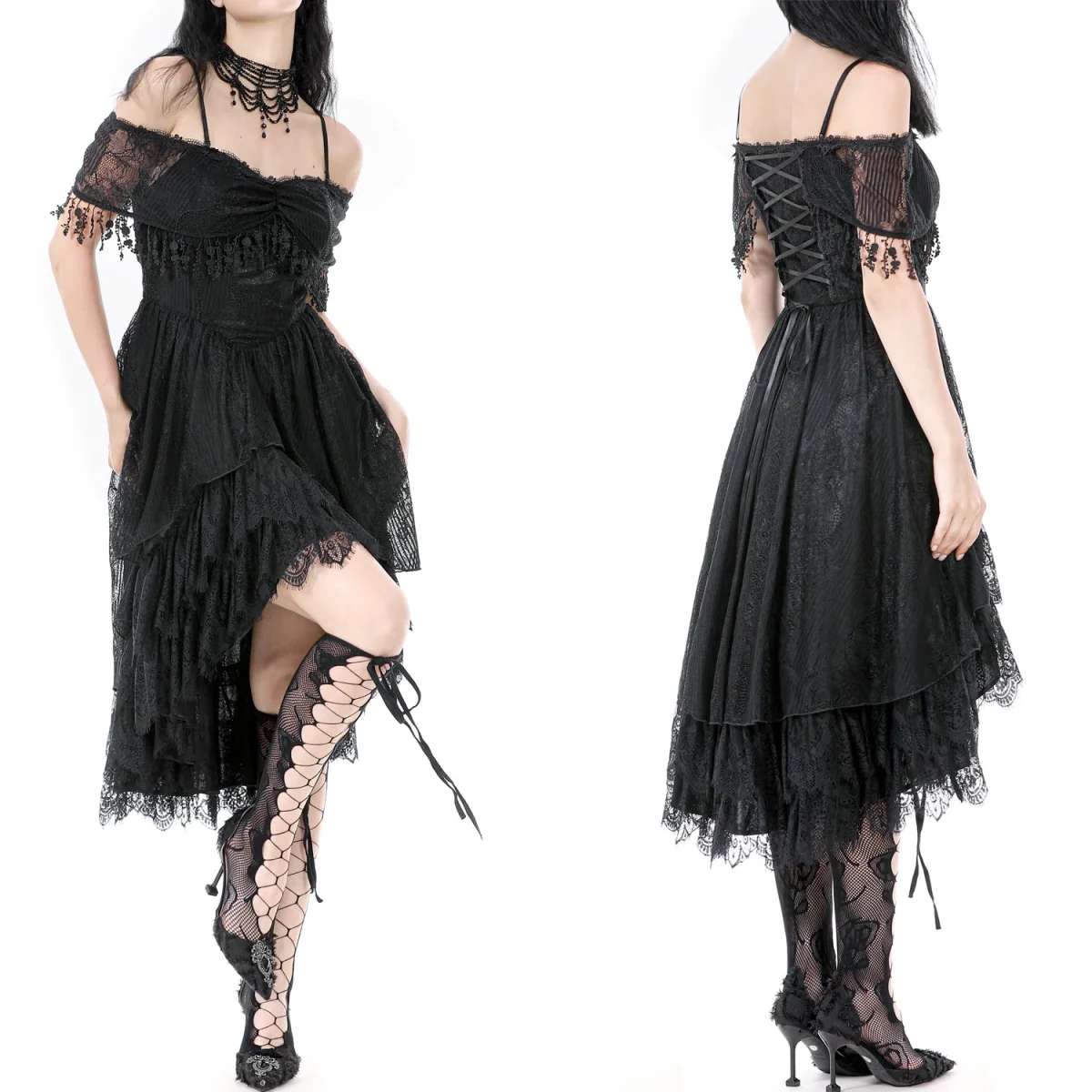 Vestido Gótico Encaje | Hombros Caídos - Image 2