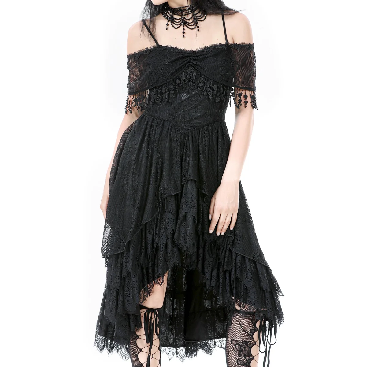 Vestido Gótico Encaje | Hombros Caídos - Image 3