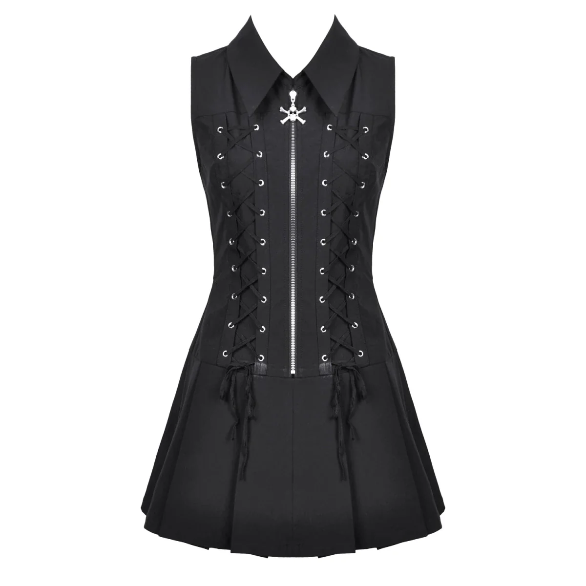 Vestido Punk Mini con Cremallera, Calavera y Cordones - Image 5