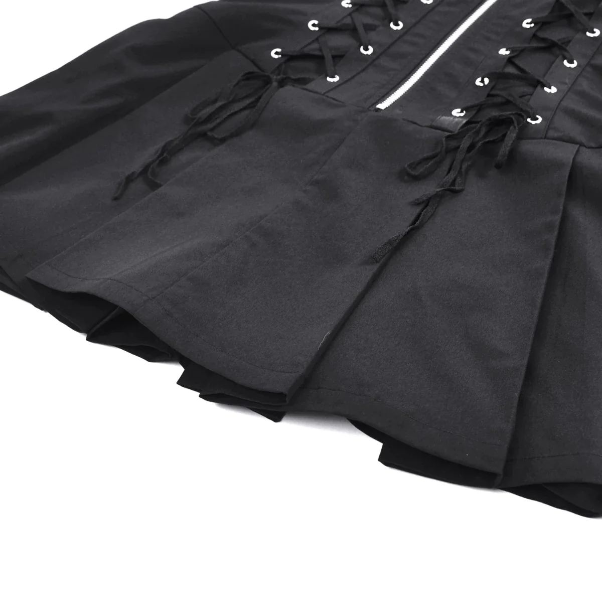 Vestido Punk Mini con Cremallera, Calavera y Cordones - Image 9