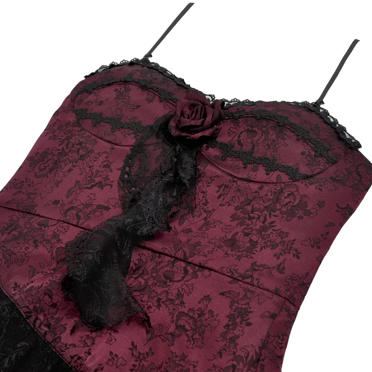 Vestido Largo Burdeos Gótico | Volantes Asimétricos - Image 10