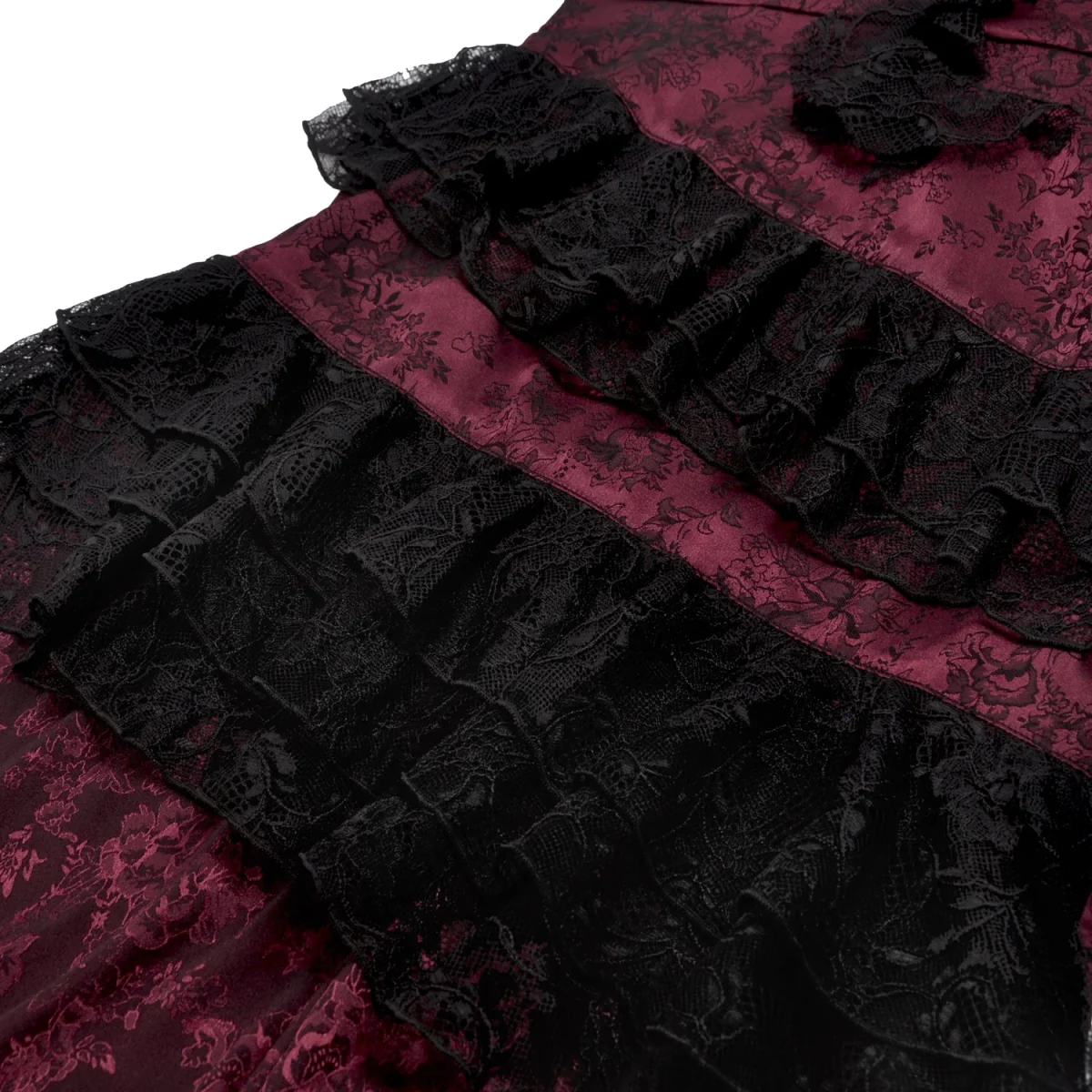 Vestido Largo Burdeos Gótico | Volantes Asimétricos - Image 11