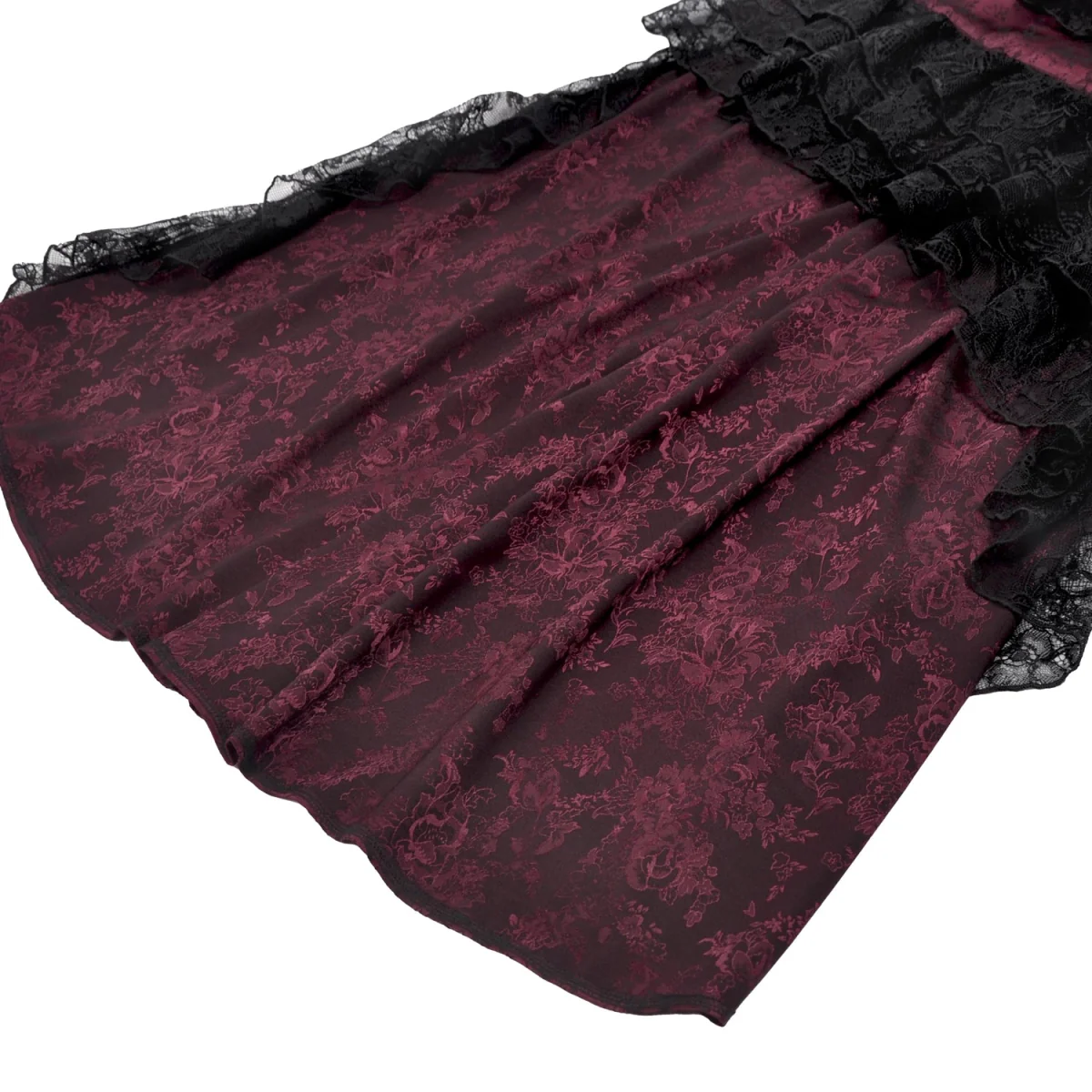 Vestido Largo Burdeos Gótico | Volantes Asimétricos - Image 12