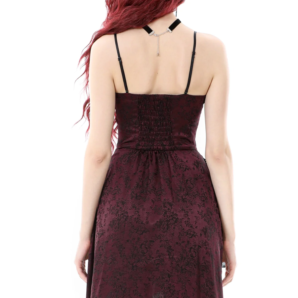 Vestido Largo Burdeos Gótico | Volantes Asimétricos - Image 5