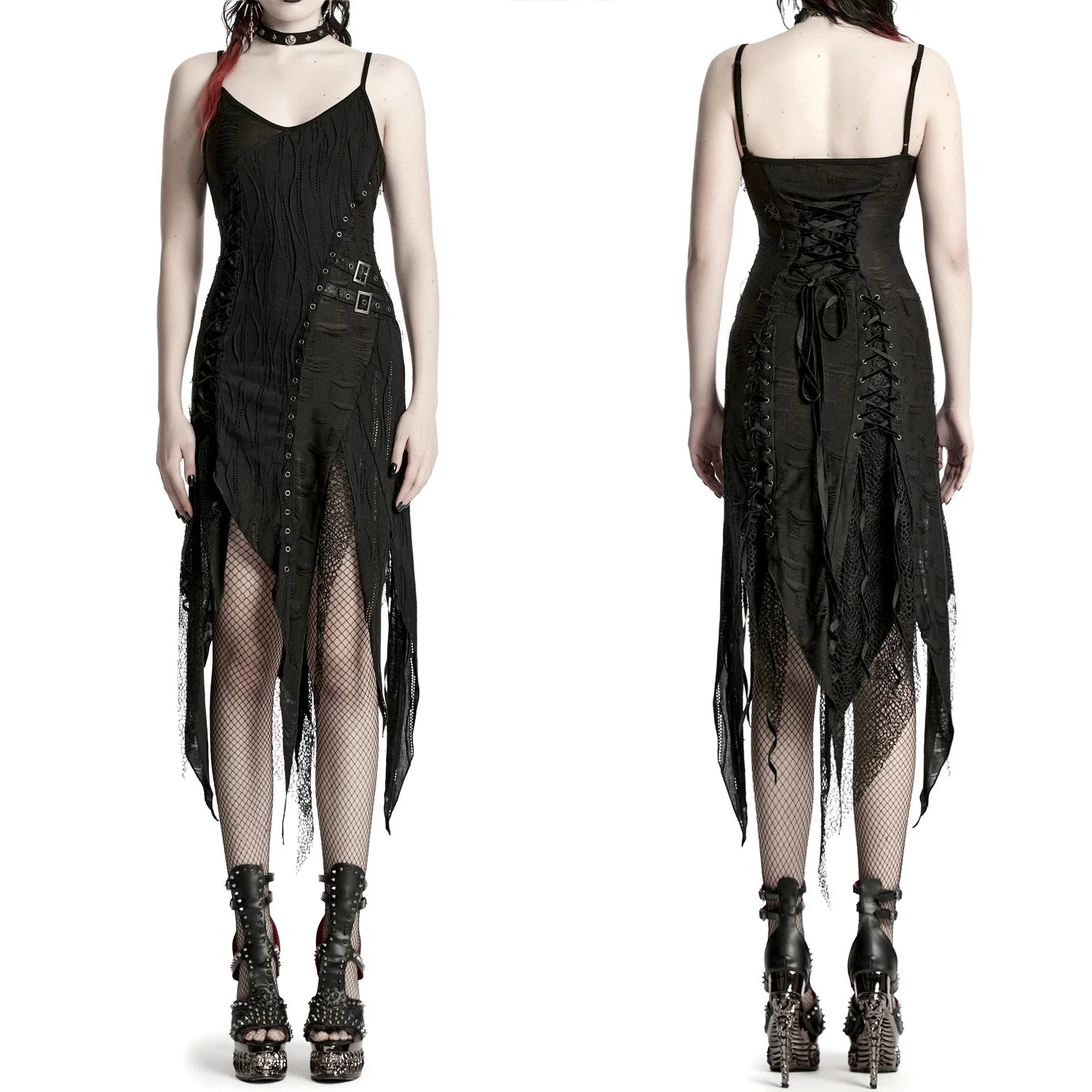 Vestido Desgastado con Hebillas y Rejilla “Widow's Kiss” - Image 2