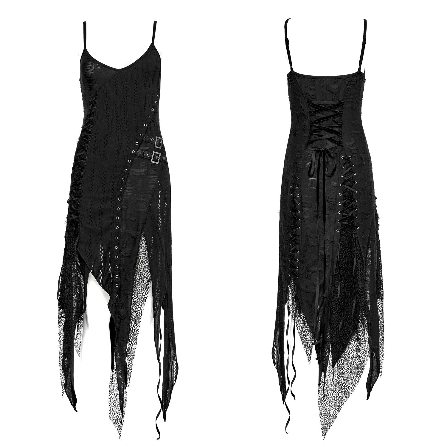 Vestido Desgastado con Hebillas y Rejilla “Widow's Kiss” - Image 5